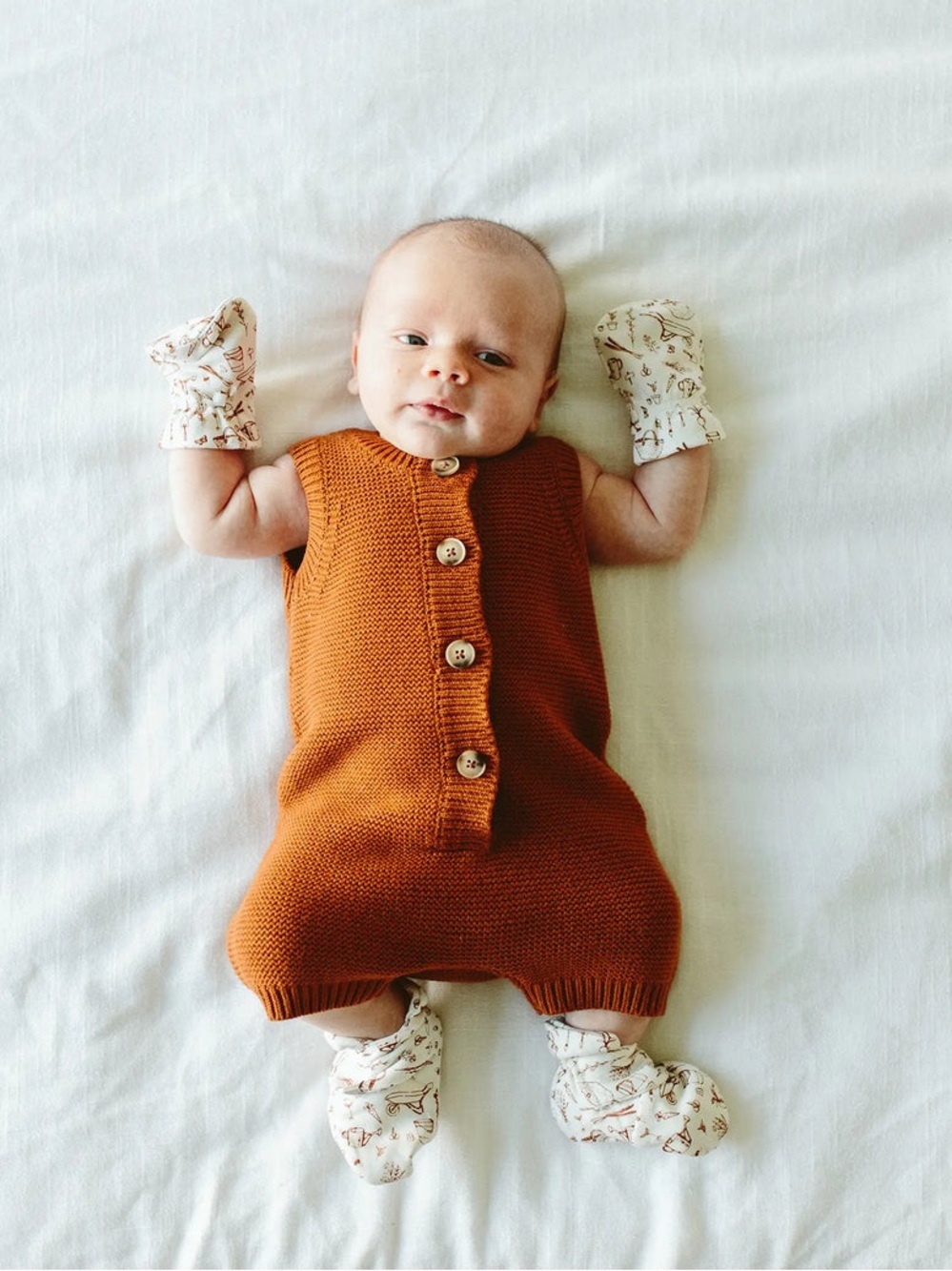 Goumikids Organic Cotton Knit Romper, Sienna, 0-3M